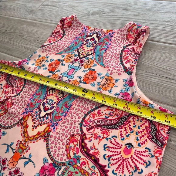 Tabitha Webb Womens Pink Multicolor Paisley Print V-Neck Tank Top Size Medium - Picture 6 of 6
